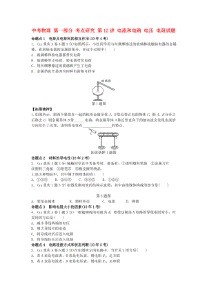 中考物理 第一部分 考點研究 第12講 電流和電路 電壓 電阻試題