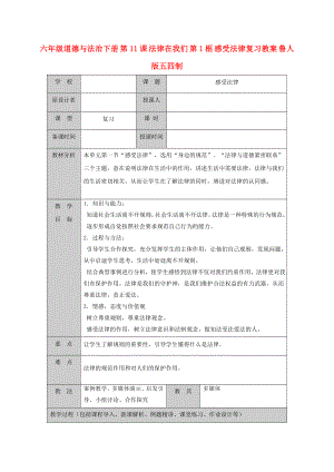 六年級(jí)道德與法治下冊(cè) 第11課 法律在我們 第1框 感受法律復(fù)習(xí)教案 魯人版五四制