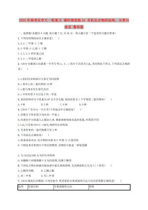 2022年高考化學(xué)大一輪復(fù)習(xí) 課時(shí)規(guī)范練34 有機(jī)化合物的結(jié)構(gòu)、分類與命名 魯科版