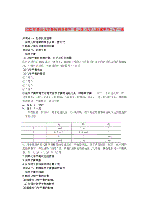 2022年高三化學(xué)暑假輔導(dǎo)資料 第七講 化學(xué)反應(yīng)速率與化學(xué)平衡