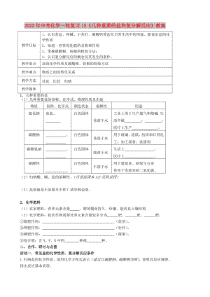 2022年中考化學(xué)一輪復(fù)習(xí)15《幾種重要的鹽和復(fù)分解反應(yīng)》教案