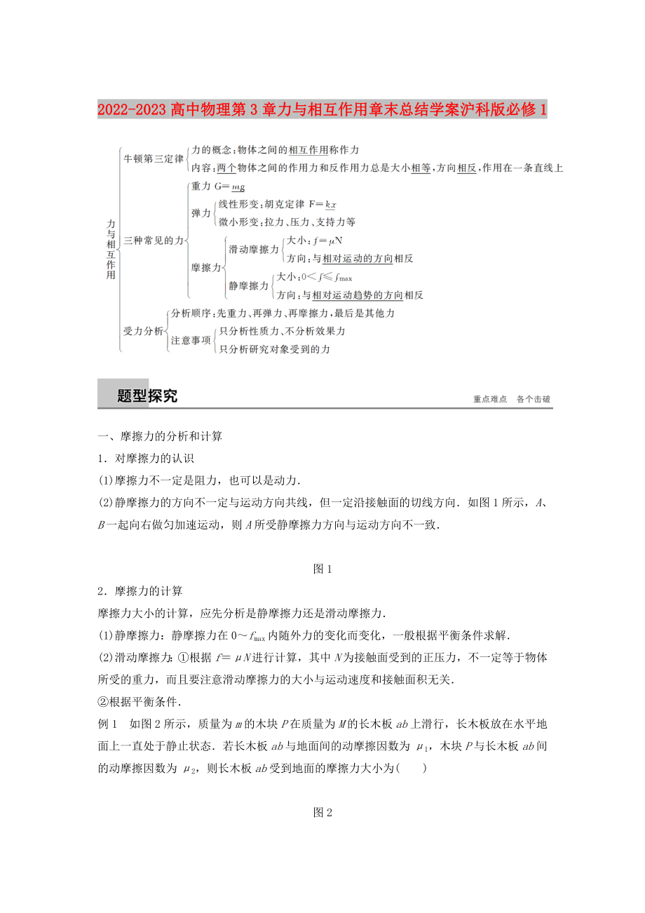 2022-2023高中物理 第3章 力與相互作用章末總結(jié)學(xué)案 滬科版必修1_第1頁