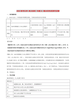 2022高考化學(xué) 難點(diǎn)剖析 專題21 氯水的性質(zhì)探究講解