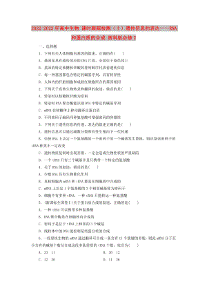 2022-2023年高中生物 課時(shí)跟蹤檢測(cè)（十）遺傳信息的表達(dá)——RNA和蛋白質(zhì)的合成 浙科版必修2