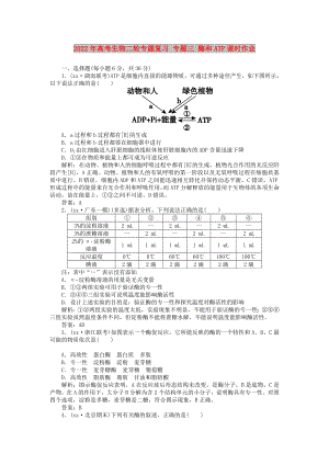 2022年高考生物二輪專(zhuān)題復(fù)習(xí) 專(zhuān)題三 酶和ATP課時(shí)作業(yè)