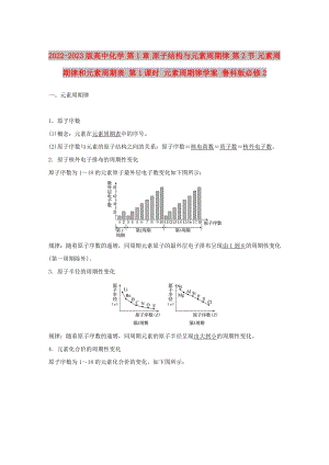 2022-2023版高中化學 第1章 原子結構與元素周期律 第2節(jié) 元素周期律和元素周期表 第1課時 元素周期律學案 魯科版必修2