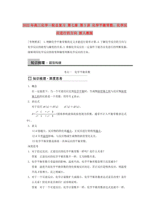 2022年高三化學一輪總復習 第七章 第3講 化學平衡常數、化學反應進行的方向 新人教版