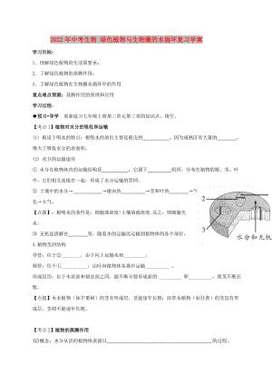 2022年中考生物 綠色植物與生物圈的水循環(huán)復(fù)習(xí)學(xué)案