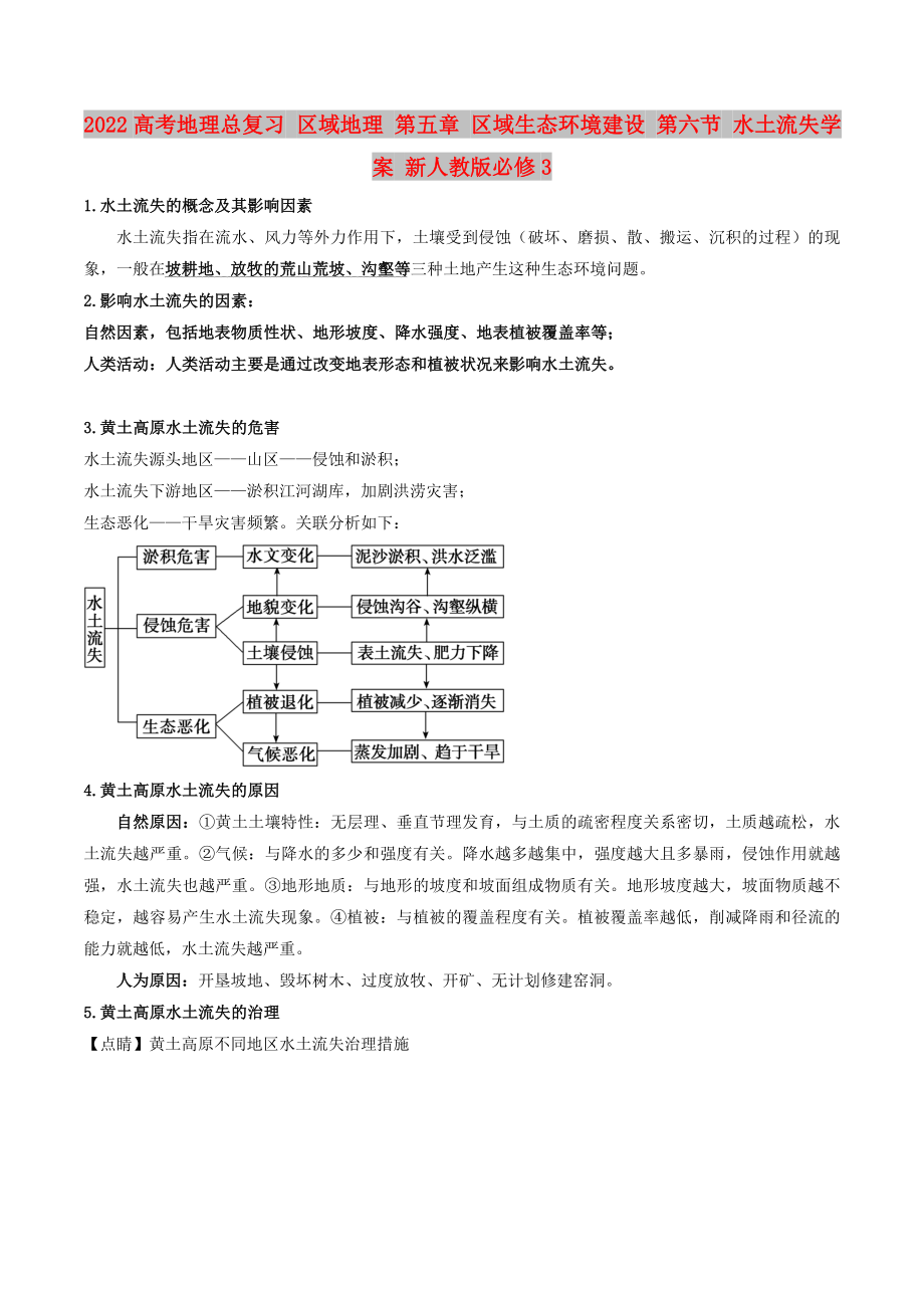 2022高考地理總復(fù)習(xí) 區(qū)域地理 第五章 區(qū)域生態(tài)環(huán)境建設(shè) 第六節(jié) 水土流失學(xué)案 新人教版必修3_第1頁