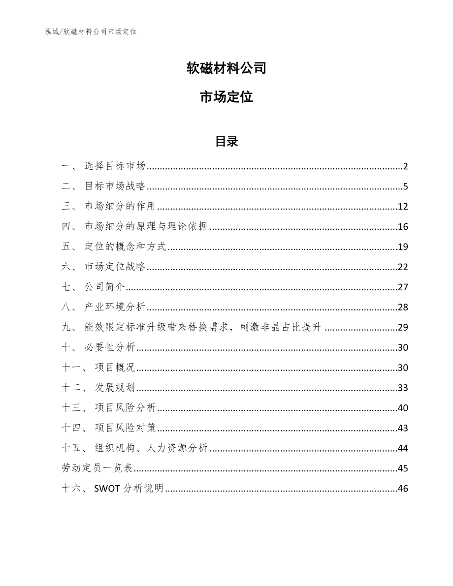 软磁材料公司市场定位_第1页