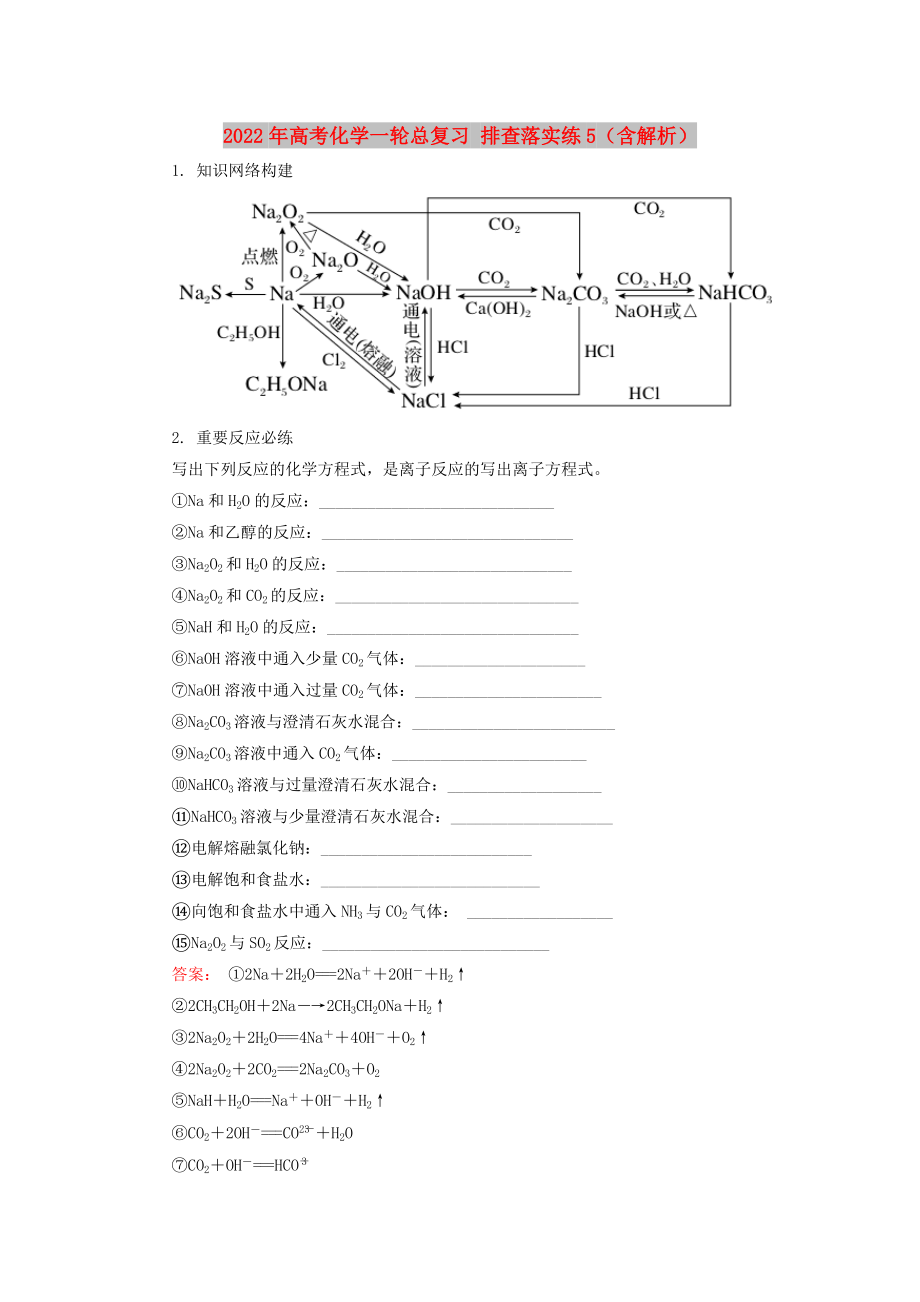 2022年高考化學(xué)一輪總復(fù)習(xí) 排查落實(shí)練5（含解析）_第1頁