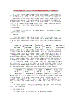 2022年高考生物二輪復(fù)習(xí)《植物的組織培養(yǎng)》教案 中圖版選修1