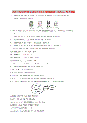 2022年高考化學(xué)復(fù)習(xí) 課時(shí)規(guī)范練1 物質(zhì)的組成、性質(zhì)及分類 蘇教版