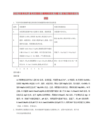 2022年高考化學(xué) 備考百?gòu)?qiáng)校小題精練系列 專題51 實(shí)驗(yàn)方案的設(shè)計(jì)與評(píng)價(jià)