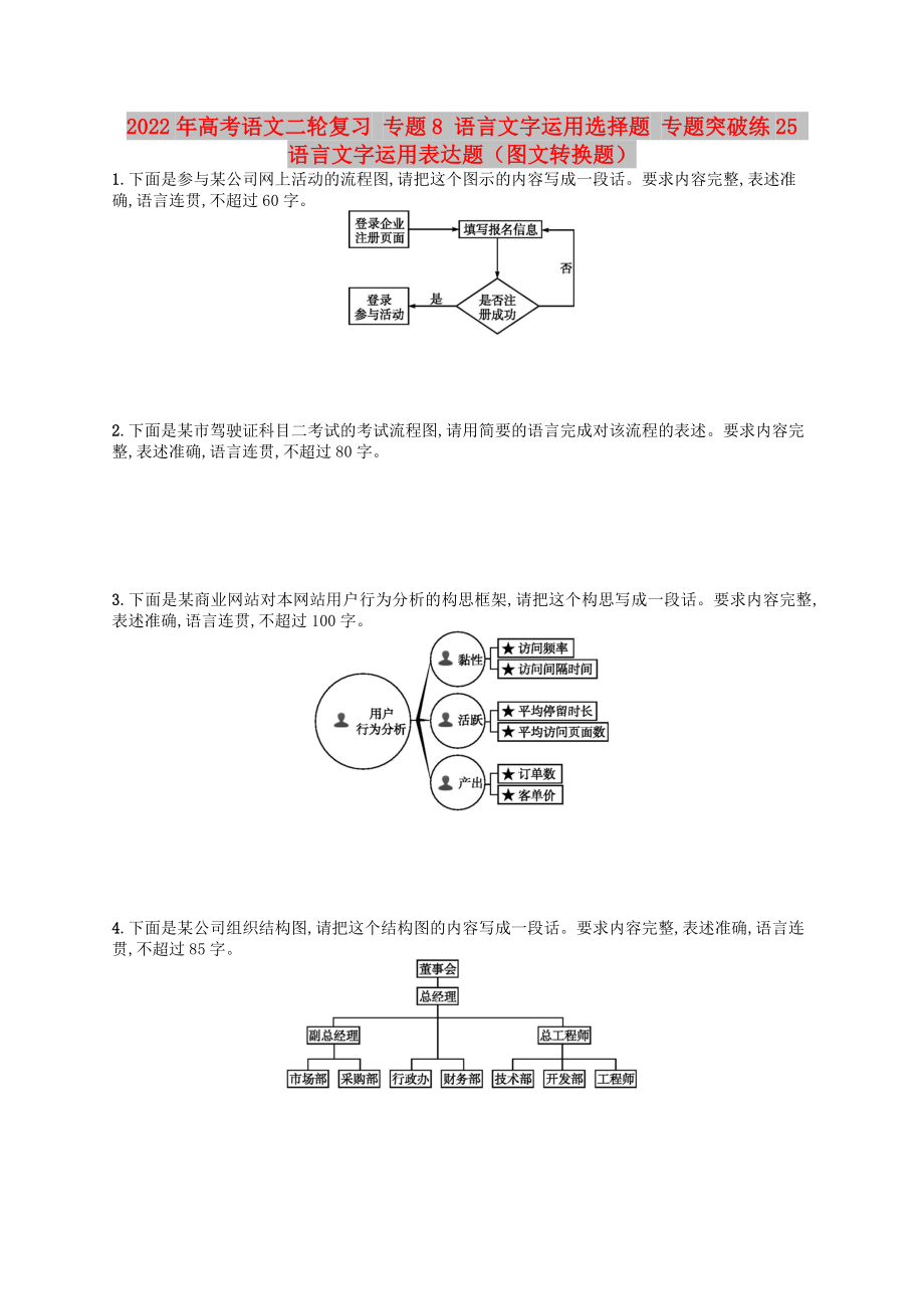 2022年高考語文二輪復(fù)習(xí) 專題8 語言文字運(yùn)用選擇題 專題突破練25 語言文字運(yùn)用表達(dá)題（圖文轉(zhuǎn)換題）_第1頁