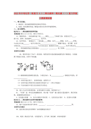 2022年中考化學一輪復(fù)習 6.3二氧化碳和一氧化碳（一）復(fù)習學案 人教新課標版