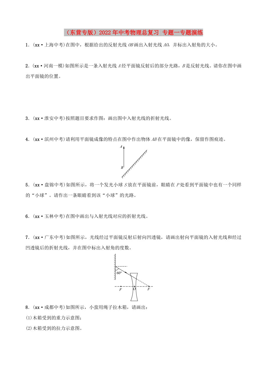 （東營專版）2022年中考物理總復習 專題一專題演練_第1頁