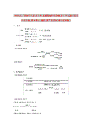 2022-2023版高中化學(xué) 第3章 重要的有機(jī)化合物 第3節(jié) 飲食中的有機(jī)化合物 第4課時 糖類 蛋白質(zhì)學(xué)案 魯科版必修2