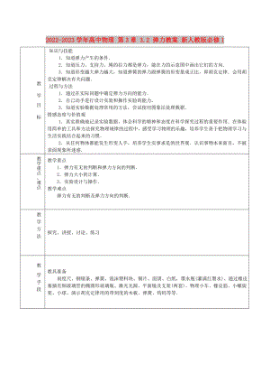 2022-2023學(xué)年高中物理 第3章 3.2 彈力教案 新人教版必修1