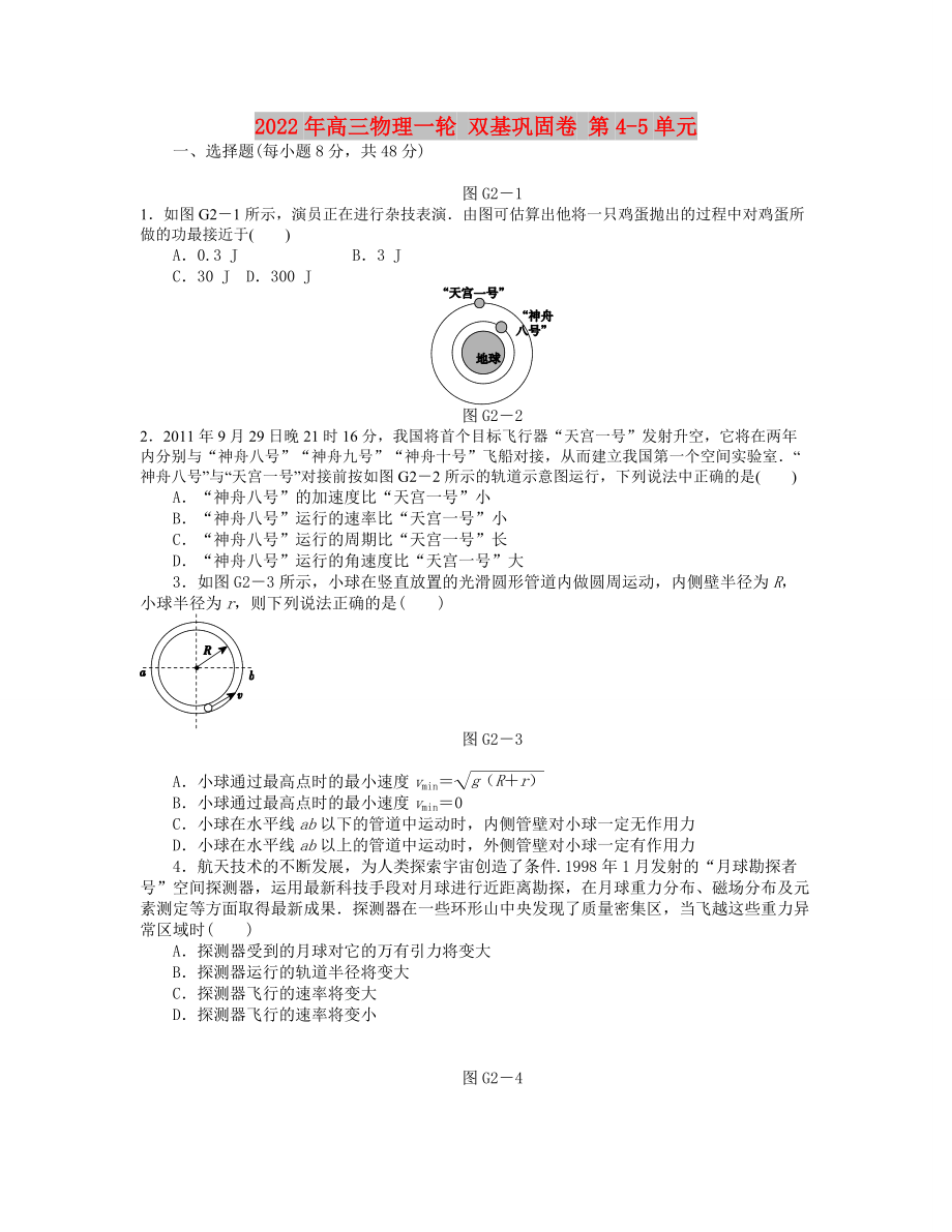 2022年高三物理一輪 雙基鞏固卷 第4-5單元_第1頁