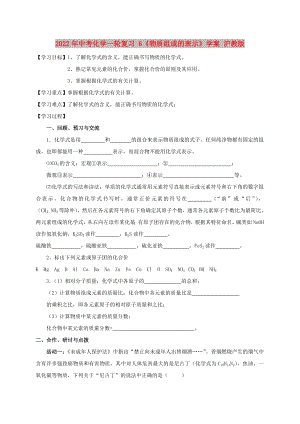 2022年中考化學(xué)一輪復(fù)習(xí) 6《物質(zhì)組成的表示》學(xué)案 滬教版