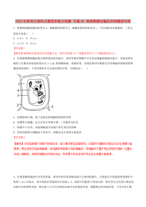 2022年高考生物熱點題型和提分秘籍 專題08 物質跨膜運輸?shù)膶嵗}型專練