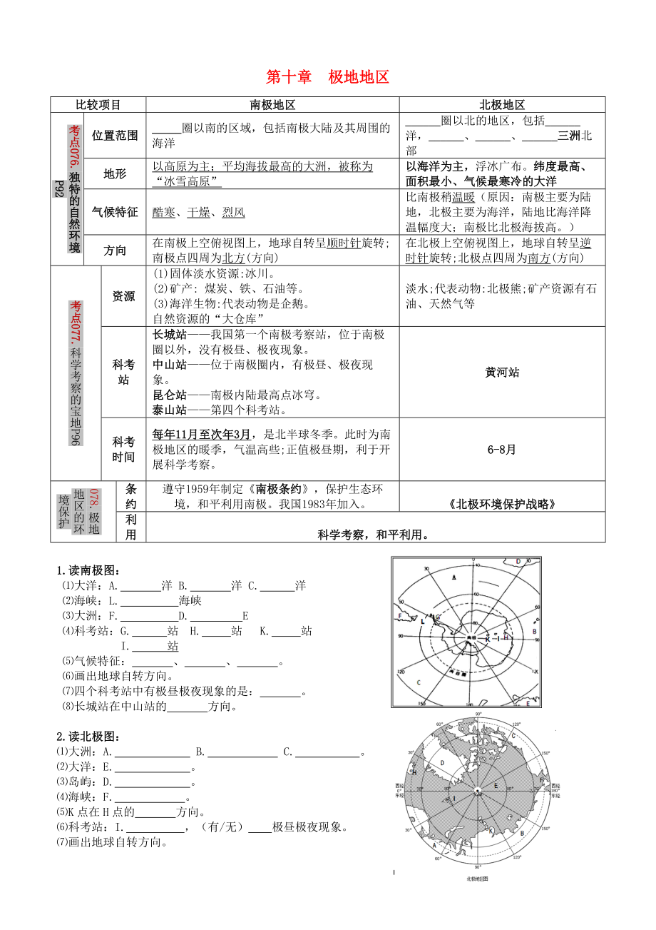 2020年中考地理 考點(diǎn)圖文解讀（七下 第十章 極地地區(qū)）素材 新人教版_第1頁(yè)