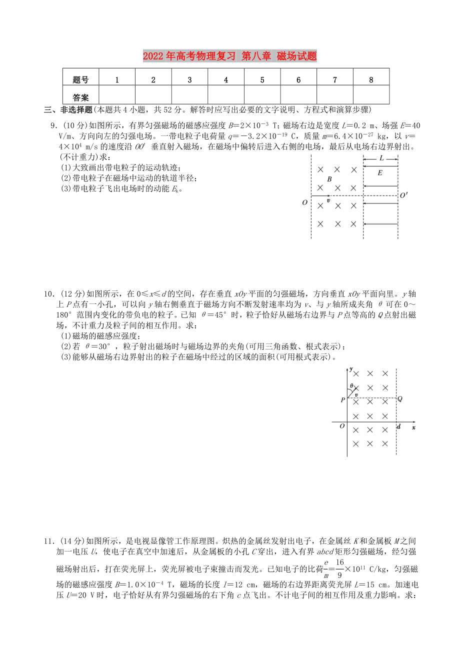 2022年高考物理復(fù)習(xí) 第八章 磁場(chǎng)試題_第1頁(yè)