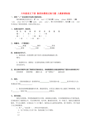 六年級語文下冊 魯濱孫漂流記練習題 人教新課標版