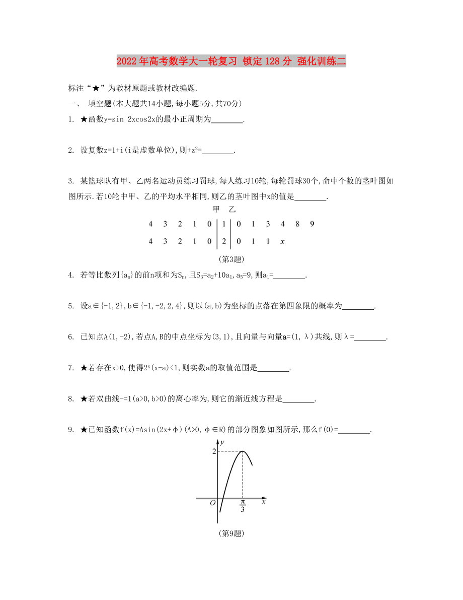 2022年高考数学大一轮复习 锁定128分 强化训练二_第1页