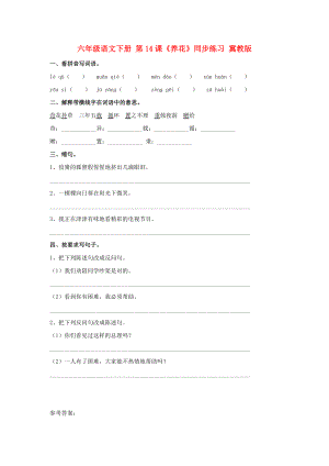 六年級(jí)語(yǔ)文下冊(cè) 第14課《養(yǎng)花》同步練習(xí) 冀教版