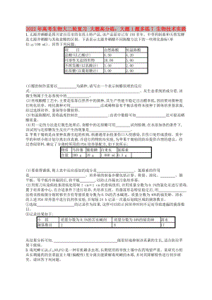 2022年高考生物大二輪復習 大題高分練：大題1題多練7 生物技術實踐