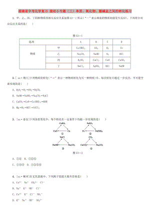 湖南省中考化學(xué)復(fù)習(xí) 滾動(dòng)小專題（三）單質(zhì)、氧化物、酸堿鹽之間的轉(zhuǎn)化練習(xí)