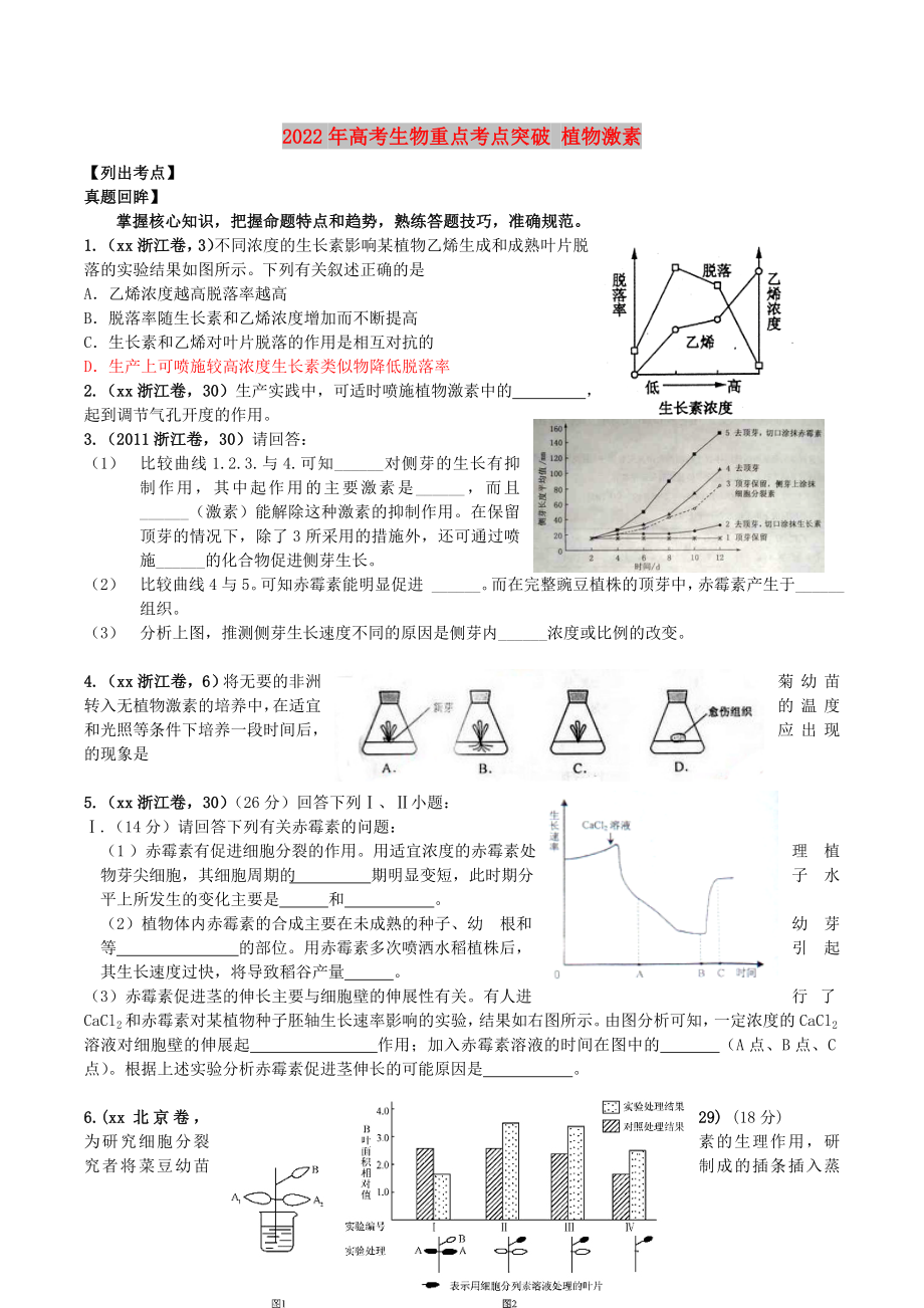 2022年高考生物重点考点突破 植物激素_第1页