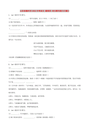 山東省德州市2022中考語(yǔ)文 題型四 詩(shī)文默寫復(fù)習(xí)習(xí)題2