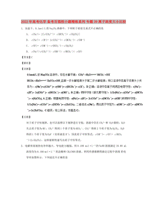 2022年高考化學(xué) 備考百強(qiáng)校小題精練系列 專題39 離子濃度大小比較