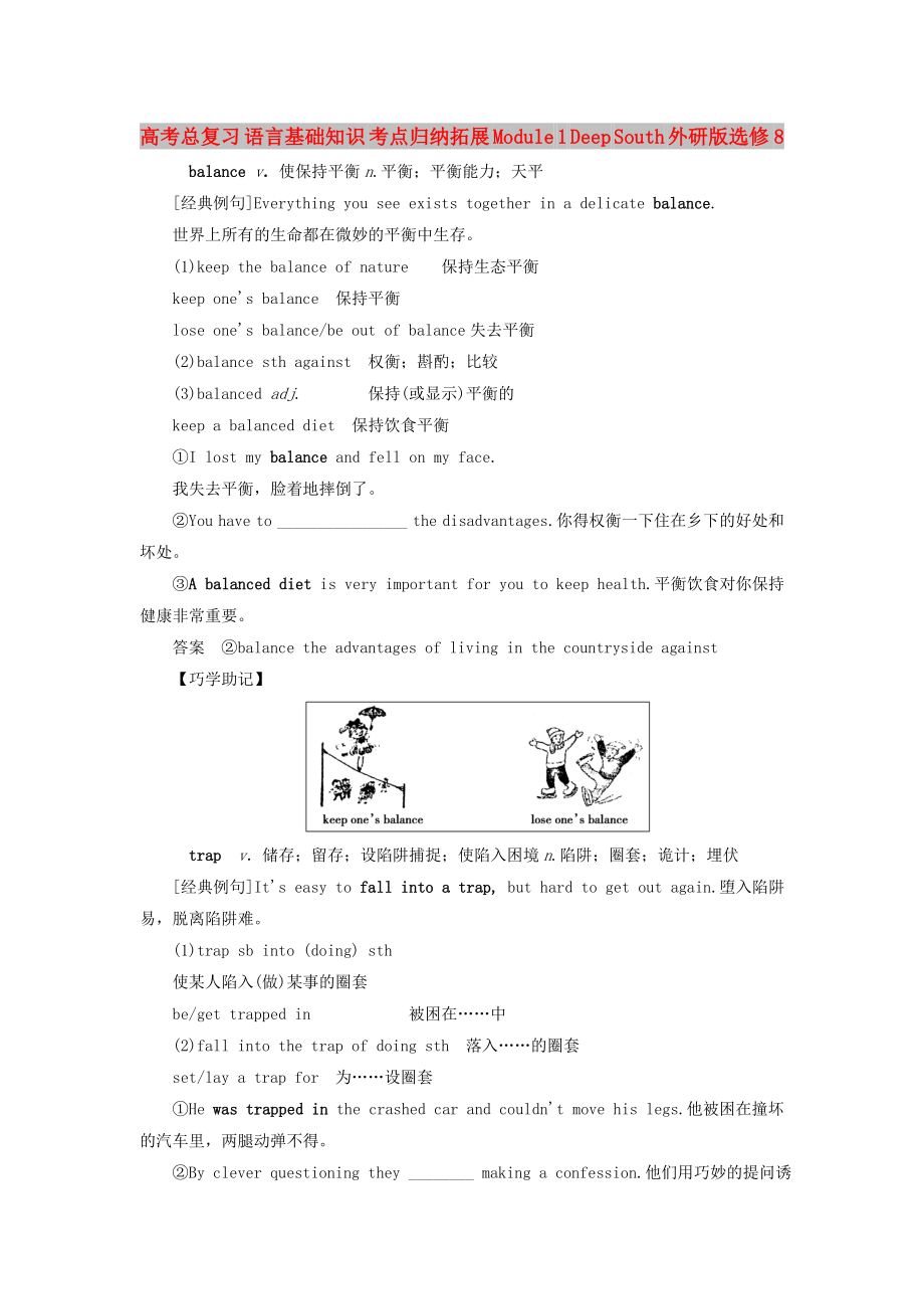 高考總復(fù)習(xí) 語言基礎(chǔ)知識 考點(diǎn)歸納拓展 Module 1 Deep South 外研版選修8_第1頁