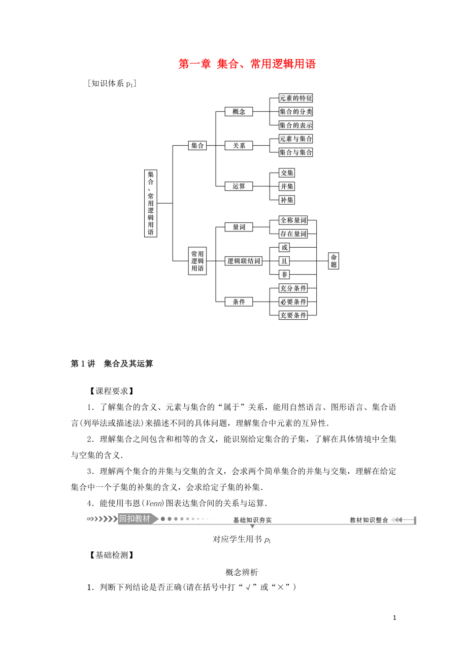 （新課標(biāo)）2021版高考數(shù)學(xué)一輪總復(fù)習(xí) 第一章 集合、常用邏輯用語(yǔ) 第1講 集合及其運(yùn)算導(dǎo)學(xué)案 新人教A版_第1頁(yè)