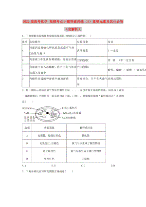 2022屆高考化學 高頻考點小題突破訓練（5）重要元素及其化合物（含解析）