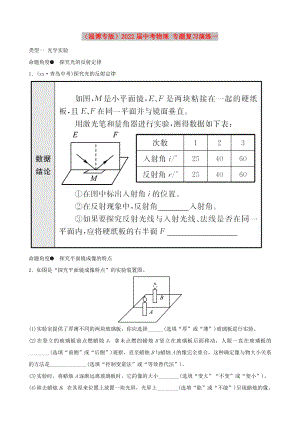 （淄博專(zhuān)版）2022屆中考物理 專(zhuān)題復(fù)習(xí)演練一