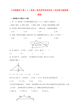 八年级数学下册1.1.1直角三角形的性质和判定I同步练习新版湘教版