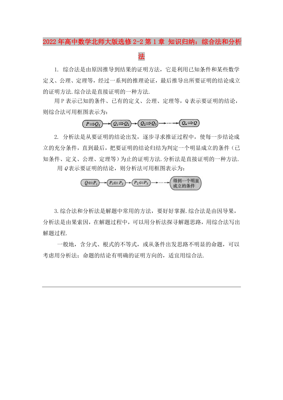 2022年高中數(shù)學(xué)北師大版選修2-2第1章 知識(shí)歸納：綜合法和分析法_第1頁