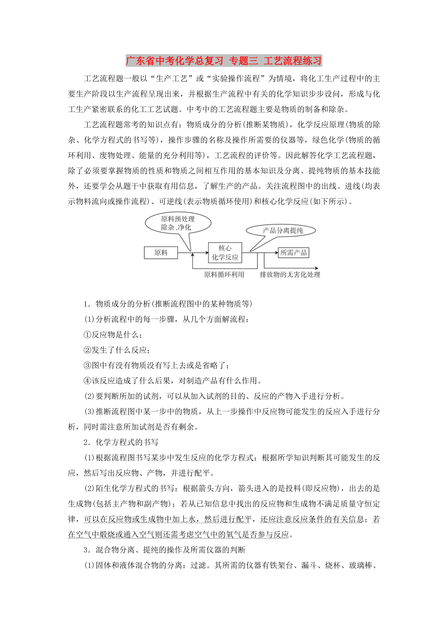 廣東省中考化學(xué)總復(fù)習(xí) 專題三 工藝流程練習(xí)_第1頁