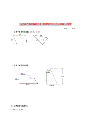 2022年六年級(jí)數(shù)學(xué)下冊(cè) 空間與圖形（三）練習(xí) 北京版