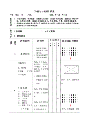 九年級(jí)體育教案 (2)