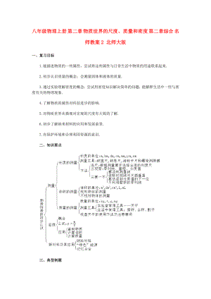 八年級物理上冊 第二章 物質(zhì)世界的尺度、質(zhì)量和密度 第二章綜合 名師教案2 北師大版