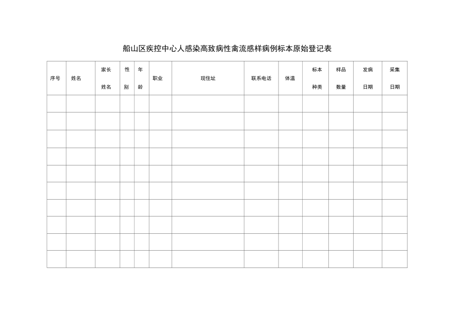 流感样病例标本采样登记表_第1页