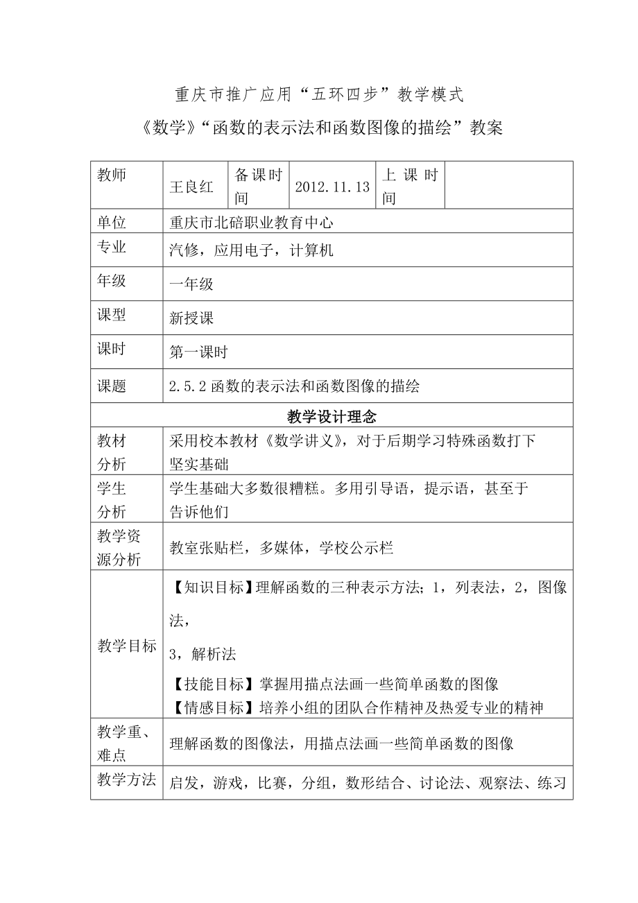 五环四步王良红函数的表示法和函数图像的描绘_第1页