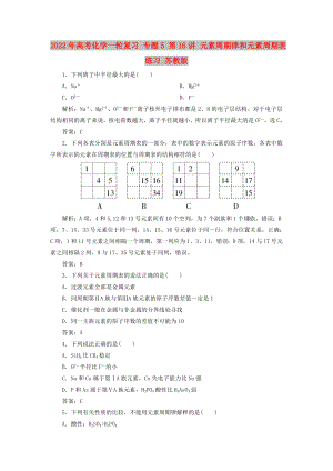 2022年高考化學(xué)一輪復(fù)習(xí) 專題5 第16講 元素周期律和元素周期表練習(xí) 蘇教版