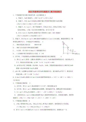 2022年高考化學(xué)專(zhuān)題復(fù)習(xí) 離子濃度練習(xí)